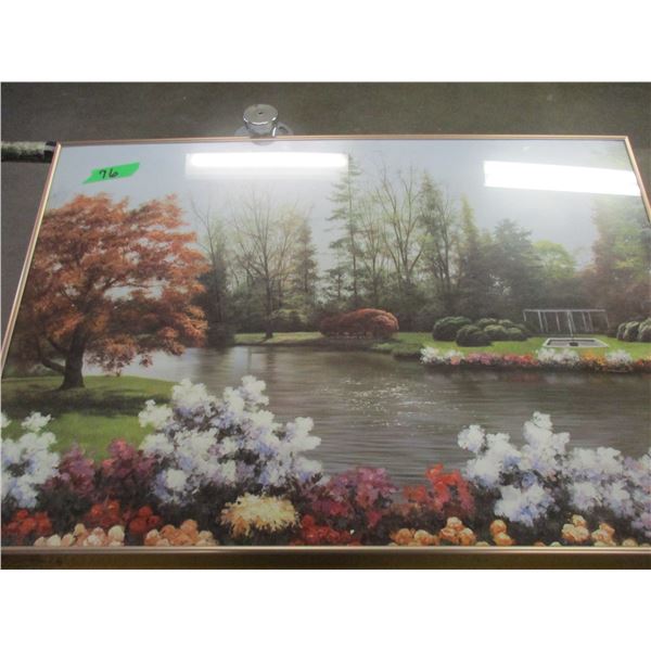 FRAMED PICTURE "FLOWERS & TREES" BY ROMALELLO (APPROX. 24" X 36")
