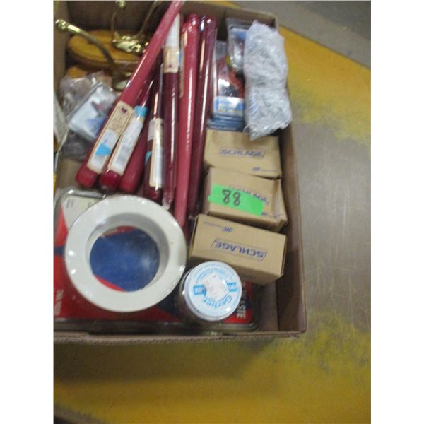 FLAT C/W CANDLES, COAT HOOKS, SCHLAGE LOCKS, ETC