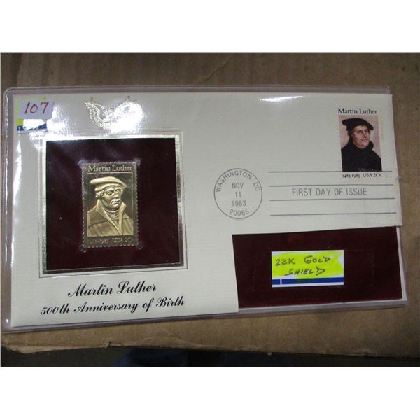 1983 22 KT GOLD SHEILD 500TH ANNIVERSARY OF BIRTH (ORIGINAL COST $8.00)