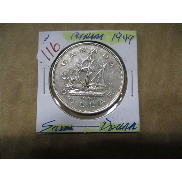 1949 CANADA SHIP KING GEORGE VI SILVER DOLLAR