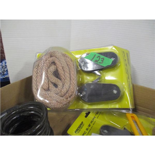 FREIGHT DAMAGE (AS IS):  FLAT C/W ROPE TIE DOWNS, DISCS, ETC