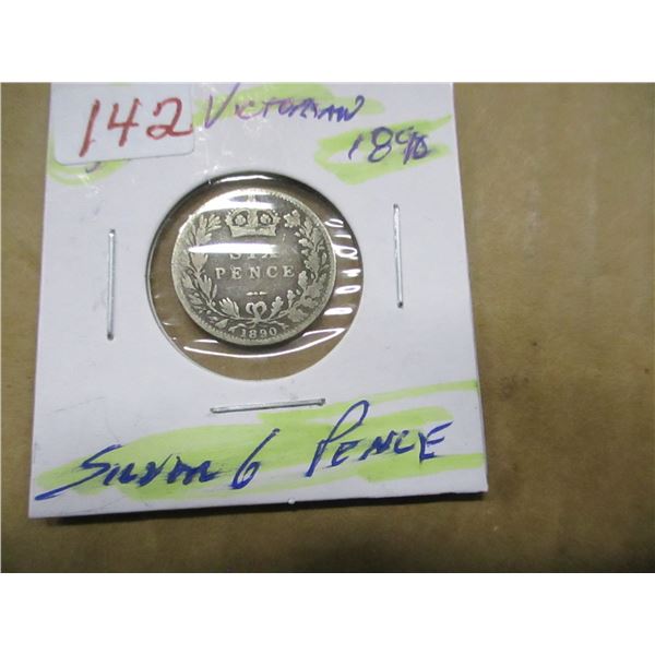 1890 VICTORIAN SILVER SIX PENCE