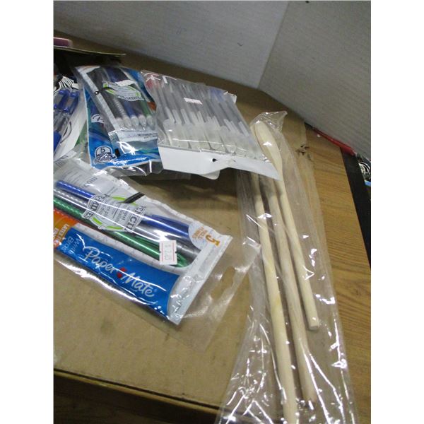 STORE CLOSE-OUT (AS IS):  BOX C/W GLUE, PENS, GLOVES, ETC