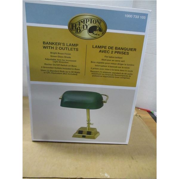 ESTATE/NEW (AS IS):  BRASS BANKERS LAMP IN ORIGINAL BOX