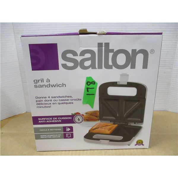 ESTATE/NEW (AS IS):  SALTON SANDWICH MAKER IN ORIGINAL BOX