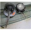Image 1 : Multiple Metal Sauce Pots, Frying Pans, etc. (Misc Sizes) - Shelving Not Included