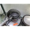 Image 2 : Multiple Metal Sauce Pots, Frying Pans, etc. (Misc Sizes) - Shelving Not Included