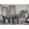 Image 1 : Contents of Shelf: Multiple Plastic Food Storage Bins w/ Some Lids, Metal Tureens, etc