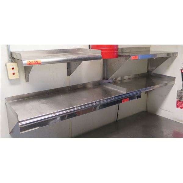 Qty 3 Metal Wall-Mount Shelving Units, 15" Wide, Lengths 69", 31", 24"