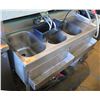 Image 1 : Metal 3-Basin Bar Sink w/ 2 Front Wells & Drainboard 48" x 20"
