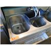 Image 3 : Metal 3-Basin Bar Sink w/ 2 Front Wells & Drainboard 48" x 20"
