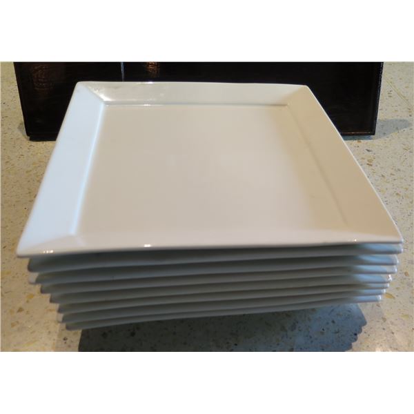 Qty Approx. 50 Miyako Fine Porcelain Square Plates w/ Raised Edges 12"