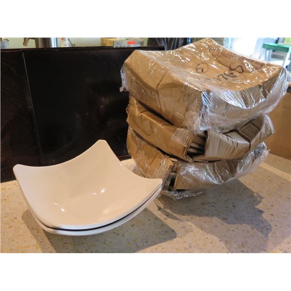 Qty Approx. 22 Curved Square Porcelain Bowls, 8.5" W