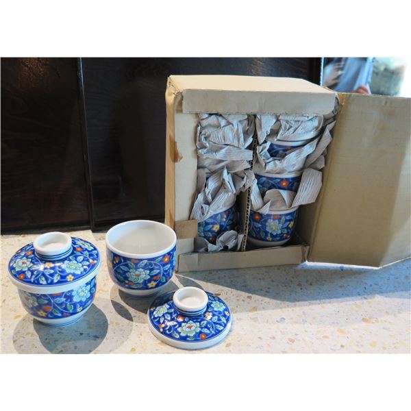 Qty Approx. 30 Footed Floral Rice Bowls w/ Covers, 3" Dia
