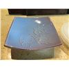 Image 2 : Qty 4 Round Glass Plates 9" Dia & Blue Leaf Design Serving Tray 9.5" W