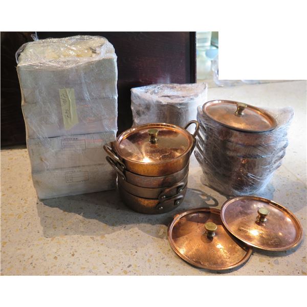 Qty Approx. 18 Metal Pots 5" Dia w/ 8 Covers