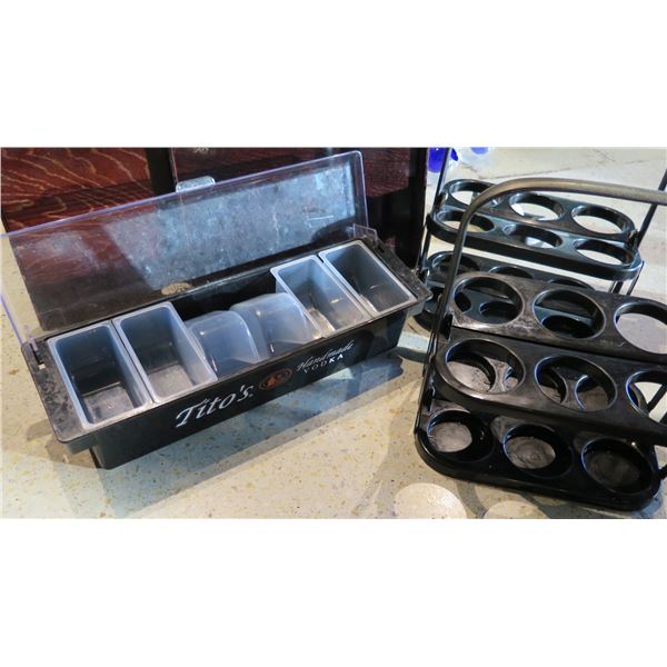 Titos Condiment Bar & 2 Black Wine Bottle Display Holders