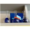 Image 1 : Qty Approx. 5  Clear Glass Wine Decanters w/ Cobalt Blue Chiller Chambers