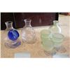 Image 1 : Qty 2  Clear Glass Wine Decanters w/ Chiller Chambers, Sake Bottle & Cups