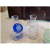 Image 2 : Qty 2  Clear Glass Wine Decanters w/ Chiller Chambers, Sake Bottle & Cups