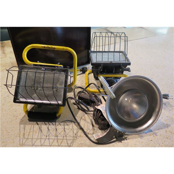 Multiple Designer's Edge Work Lights w/ Metal Cage & Stand, etc