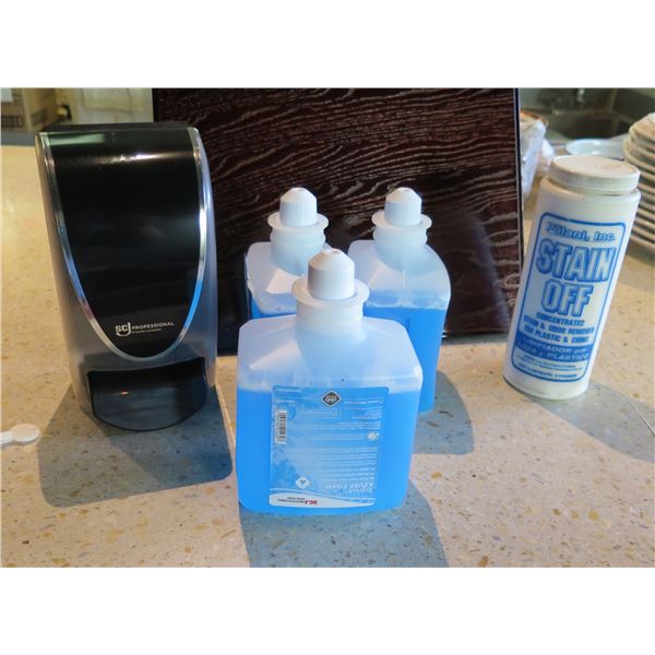 SCJ Professional Soap Dispenser w/ 3 Bottles Azure Foam & Stain Remover