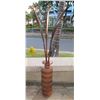 Image 1 : Tall Clay / Ceramic Vase w/ Artificial Leaves, Approx. 31" Tall