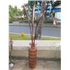 Image 2 : Tall Clay / Ceramic Vase w/ Artificial Leaves, Approx. 31" Tall
