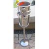 Image 1 : Qty 3 Metal Ice Chilling Buckets & 1 Pedestal Stand (stand approx. 24" tall)
