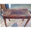 Image 2 : Wooden Carved Table w/ Drawer 38" x 18.5" x 35"H (leg is broken, has termite damage)