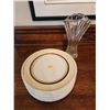 Image 1 : Old English Johnson Bros Gold Rimmed Dinner Plates and Crystal Vase