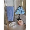 Image 1 : Lamp with Himalayan salt candle holder and towel rack