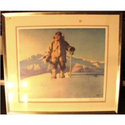 Fred Machetanz print signed and numbed 291/940 double matted and framed Hunters Dawn (244)