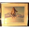 Image 1 : Fred Machetanz print signed and numbed 291/940 double matted and framed Hunters Dawn (244)