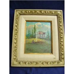 Original oil on canvas by Scotty McDaniel 10"x8" Indian by camp fire and Mt. McKinley in background 