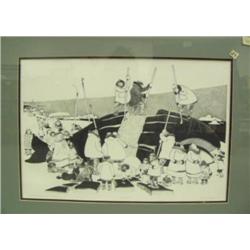 Double matted and framed, signed and numbered print by Rie Munoz 15"x21" Butchering at Gamble 98/125