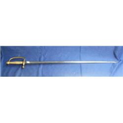 Old sword - by NP Aimes, Cabotville -US RC 39" long brass handle and hilt - handle reads R.C. JWR Ci