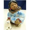 Image 5 : C. Allen Johnson figure 5" tall little girl with blue kuspuk and white dog, done in 1962 (244)
