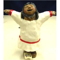 CHOICE on 2 C. Allen Johnson figures: Eskimo dancer 6" tall done in 1983, "Rebecca" in excellent con