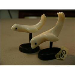 Two 2" swimming ivory beluga whales (3)