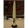 Image 1 : 13" white ivory walrus tusk scrimshawed with a Eskimo dancer, by Alvin Aninggou (3)