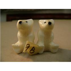 Pair of 1.5" ivory bears with inset baleen eyes and nose (3)
