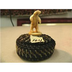 3" Baleen basket with black and while baleen fossilized ivory top, Reternger, 776-F (2)