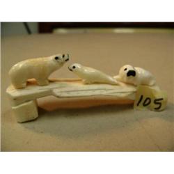 Polar bear, seal and walrus mounted on ivory base by Thomas Upchuck 276 - f (2)