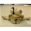 Image 1 : 2" whalebone and ivory Canadian goose sitting on a vertebrae nest by Aninggou from Savoonga (2)