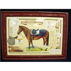 Framed picture of equestrian equipment, frame is fiberglass, frame is 32.5 x 44. (700)