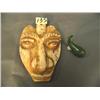 Image 1 : 4.5" bone carved face pendant, imported and a 1.5" jade whale (3)