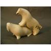 Image 1 : 1960's carving: polar bear (3.5") attacking a walrus (3") (3)