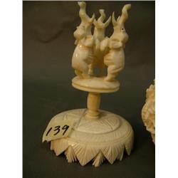 Ivory puzzle ball with a 3 elephant base "Mystery Ball" (3)