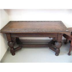 Carved oak English library table circa 1840, retail $4500 (242)